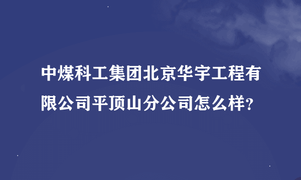 中煤科工集团北京华宇工程有限公司平顶山分公司怎么样？