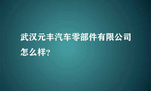 武汉元丰汽车零部件有限公司怎么样？