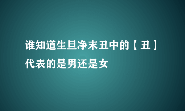 谁知道生旦净末丑中的【丑】代表的是男还是女