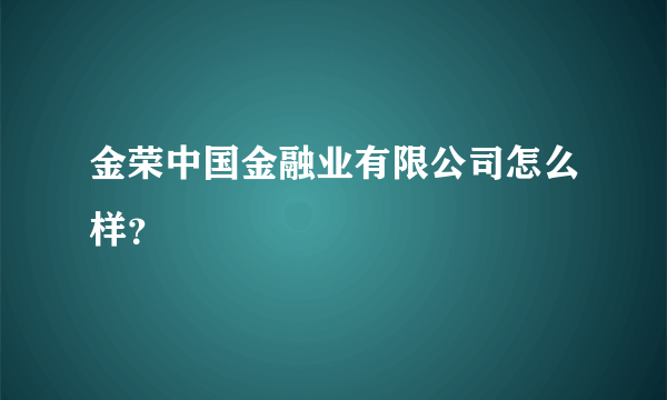 金荣中国金融业有限公司怎么样？