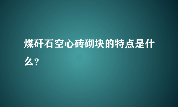 煤矸石空心砖砌块的特点是什么？