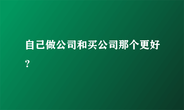 自己做公司和买公司那个更好？