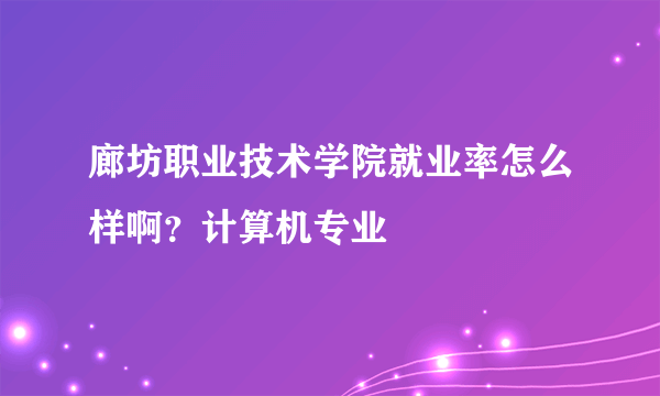 廊坊职业技术学院就业率怎么样啊？计算机专业