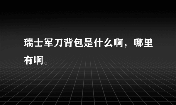 瑞士军刀背包是什么啊，哪里有啊。