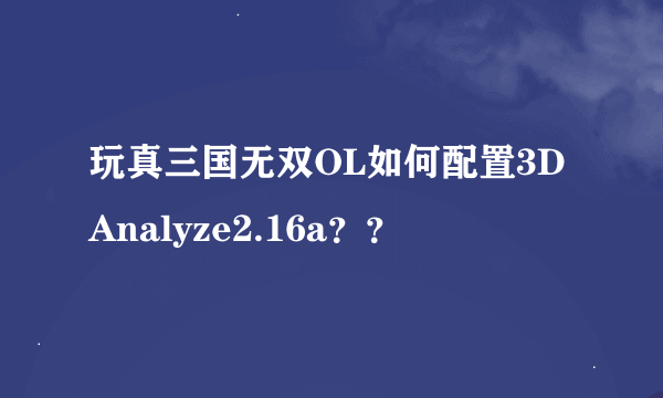 玩真三国无双OL如何配置3DAnalyze2.16a？？