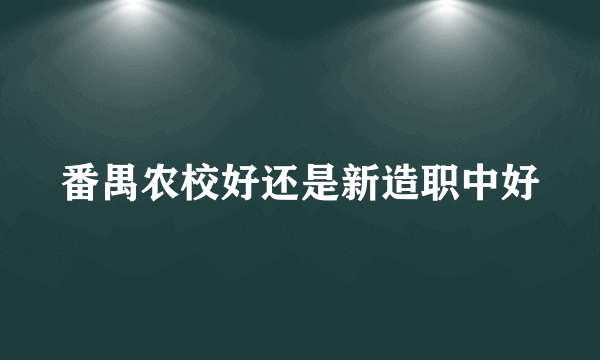 番禺农校好还是新造职中好