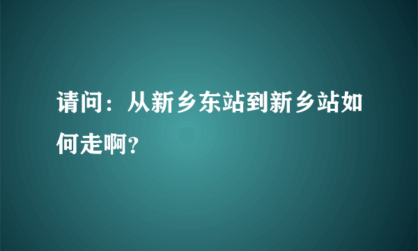 请问：从新乡东站到新乡站如何走啊？