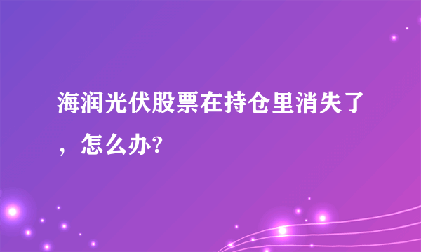 海润光伏股票在持仓里消失了，怎么办?