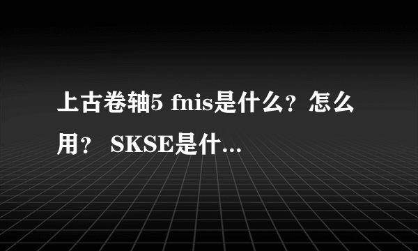 上古卷轴5 fnis是什么？怎么用？ SKSE是什么，怎么用？