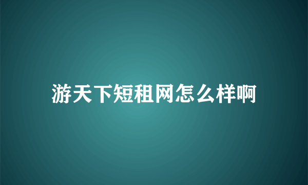 游天下短租网怎么样啊