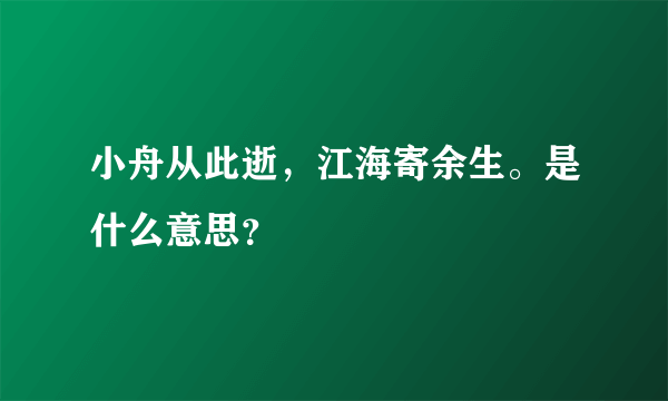 小舟从此逝，江海寄余生。是什么意思？