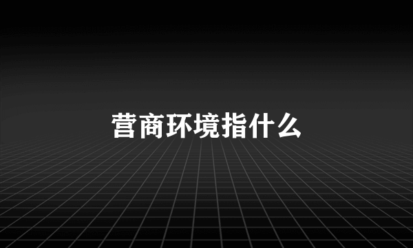 营商环境指什么