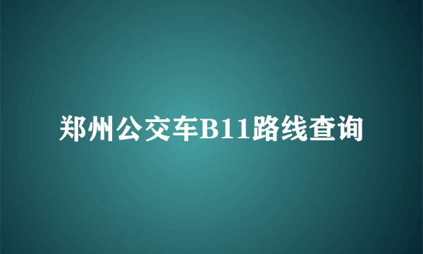 郑州公交车B11路线查询