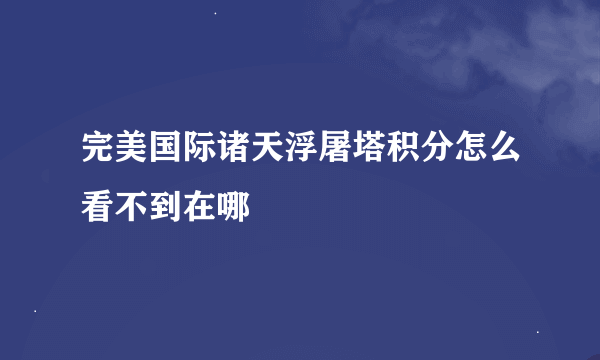 完美国际诸天浮屠塔积分怎么看不到在哪