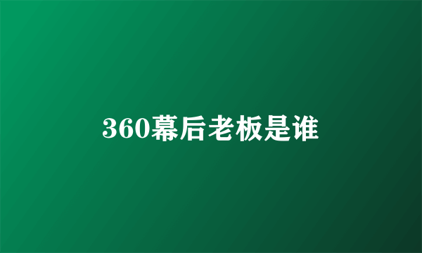 360幕后老板是谁