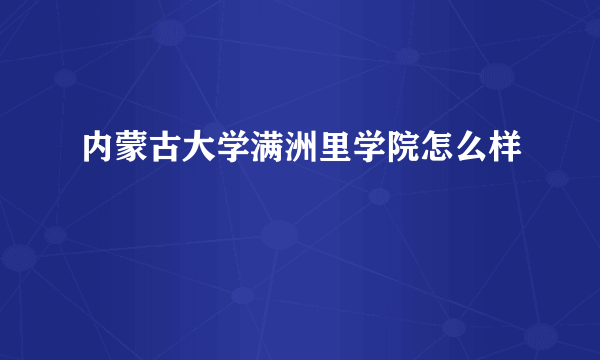 内蒙古大学满洲里学院怎么样