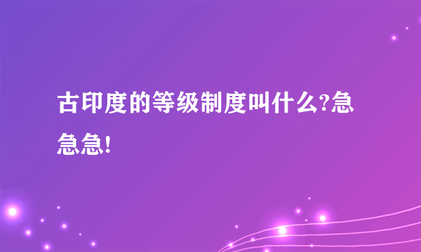 古印度的等级制度叫什么?急急急!