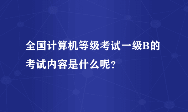 全国计算机等级考试一级B的考试内容是什么呢？