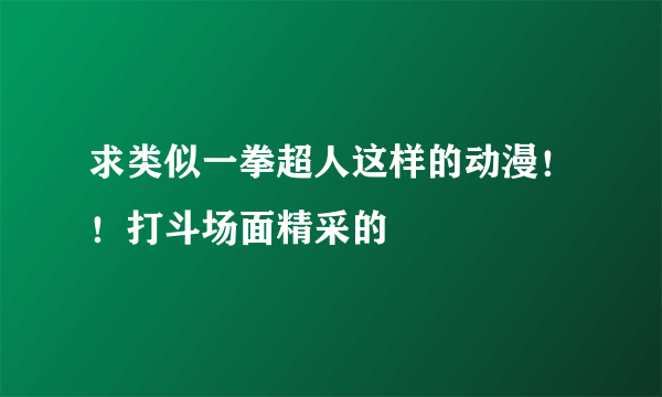 求类似一拳超人这样的动漫！！打斗场面精采的