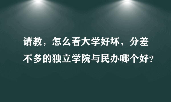 请教，怎么看大学好坏，分差不多的独立学院与民办哪个好？