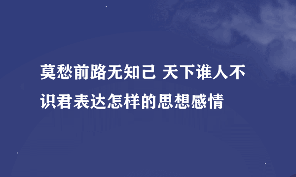 莫愁前路无知己 天下谁人不识君表达怎样的思想感情