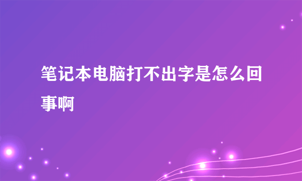 笔记本电脑打不出字是怎么回事啊