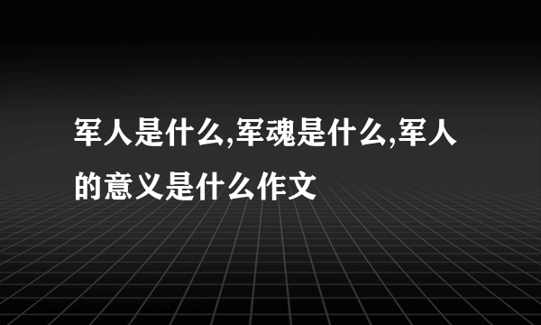 军人是什么,军魂是什么,军人的意义是什么作文