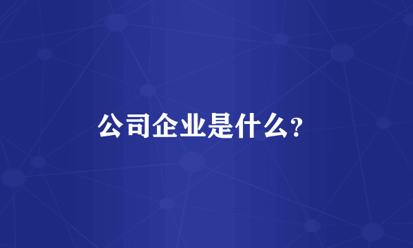 公司企业是什么？