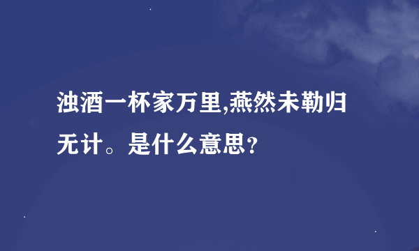 浊酒一杯家万里,燕然未勒归无计。是什么意思？