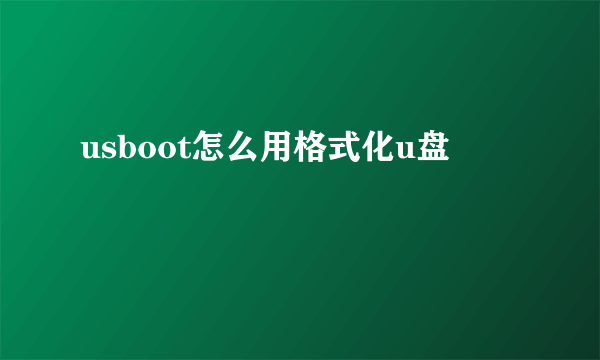 usboot怎么用格式化u盘