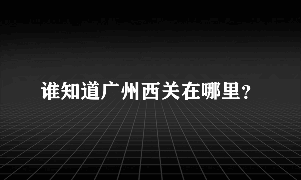 谁知道广州西关在哪里？