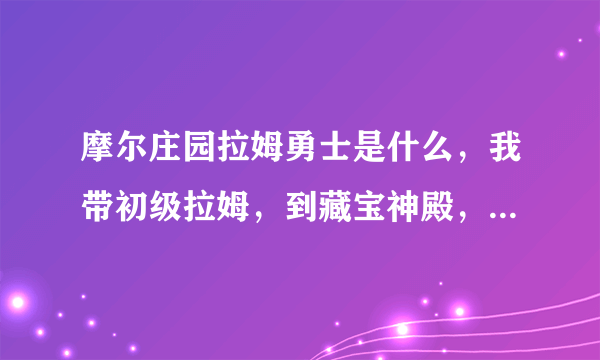 摩尔庄园拉姆勇士是什么，我带初级拉姆，到藏宝神殿，点击拉姆王，再开始任务，却“带上你的拉姆勇士来找