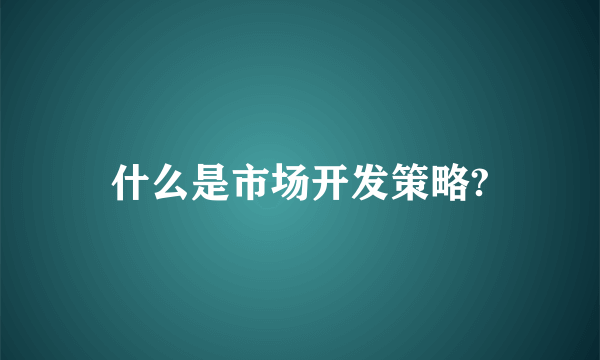 什么是市场开发策略?