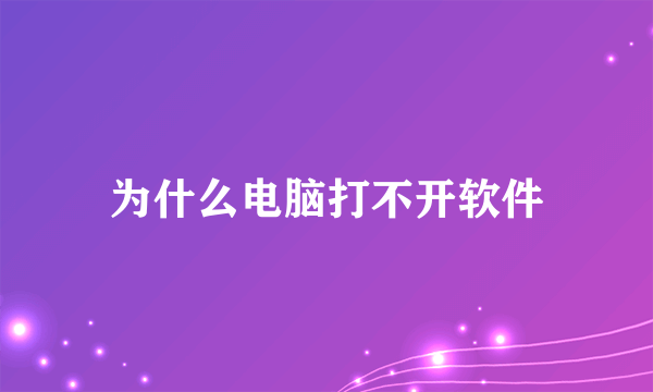 为什么电脑打不开软件