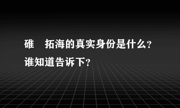 碓氷拓海的真实身份是什么？谁知道告诉下？