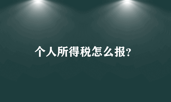 个人所得税怎么报？