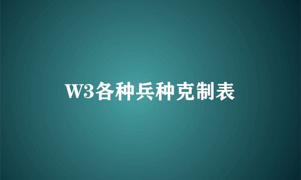 W3各种兵种克制表