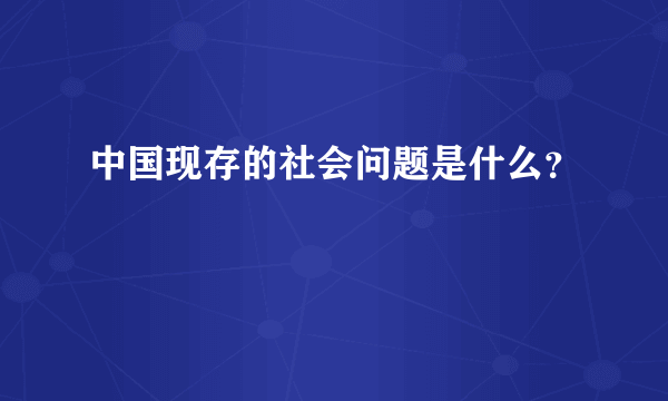 中国现存的社会问题是什么？