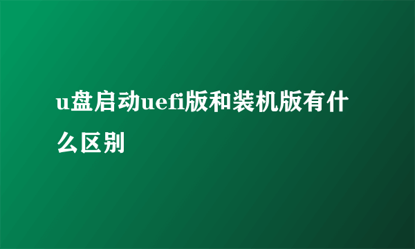 u盘启动uefi版和装机版有什么区别