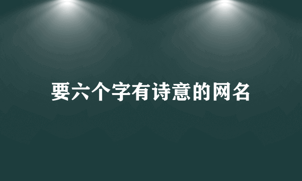 要六个字有诗意的网名