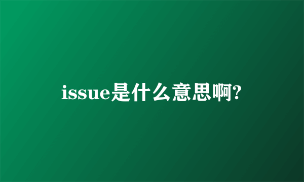 issue是什么意思啊?