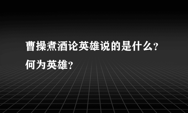 曹操煮酒论英雄说的是什么？何为英雄？