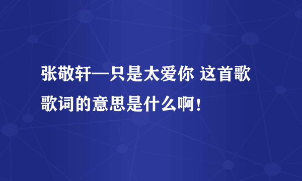 张敬轩—只是太爱你 这首歌歌词的意思是什么啊！