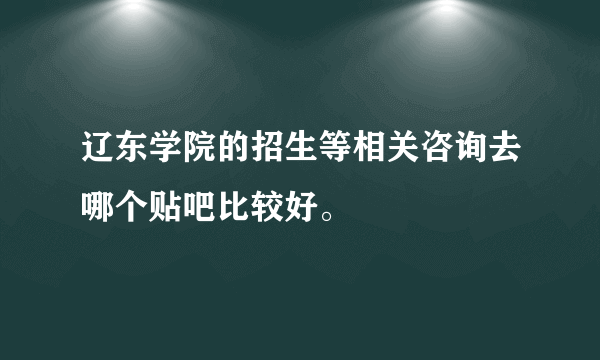 辽东学院的招生等相关咨询去哪个贴吧比较好。