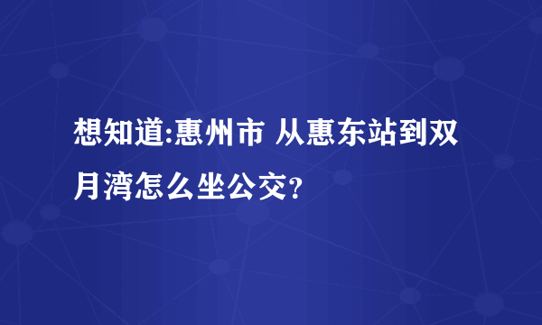 想知道:惠州市 从惠东站到双月湾怎么坐公交？