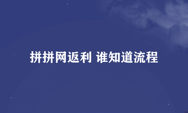 拼拼网返利 谁知道流程