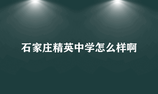 石家庄精英中学怎么样啊