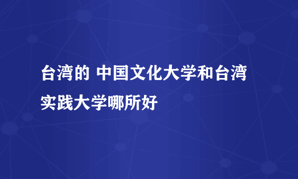 台湾的 中国文化大学和台湾实践大学哪所好