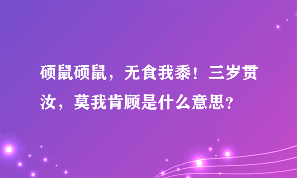 硕鼠硕鼠，无食我黍！三岁贯汝，莫我肯顾是什么意思？