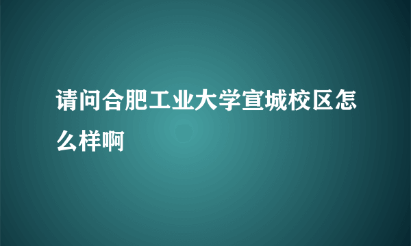 请问合肥工业大学宣城校区怎么样啊